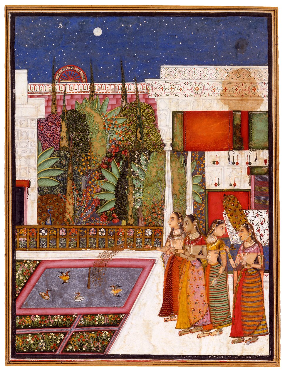 Bir Saray Bahçesinde Dört Kadın, 18. Yüzyılın Ortası. by Indian Art