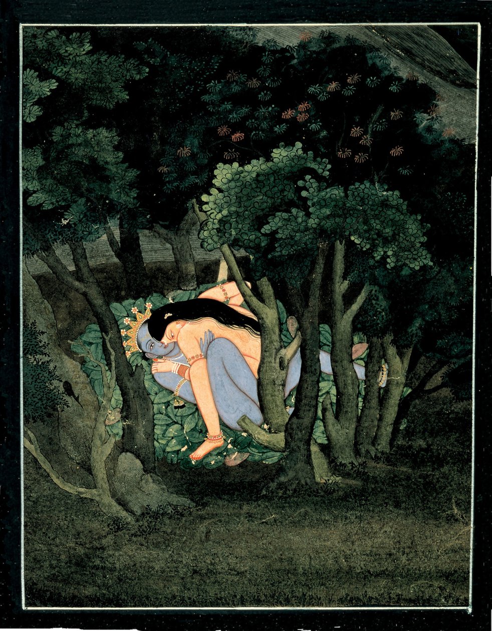 Krishna, Radha tarafından kucaklandı, yaklaşık 1775 by Indian Art
