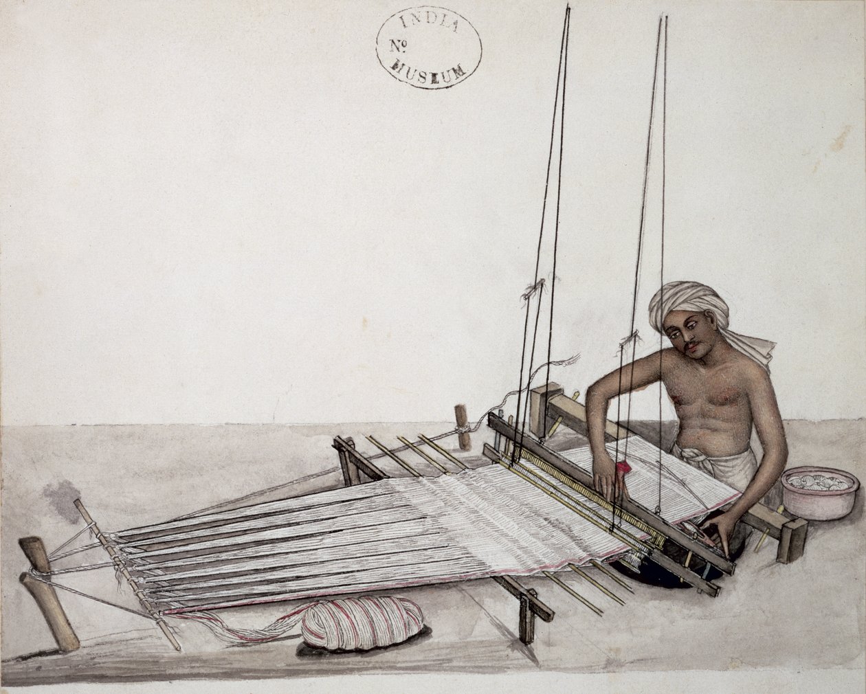 AS10 Cilt 52 f5 4904 cat.201 i-iv Dokuma tezgahında dokumacı, Bombay, c.1873 (kağıt üzerine suluboya) by Indian School