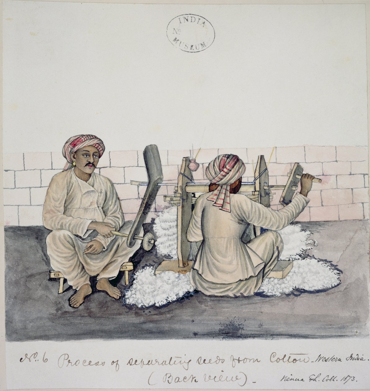 AS10 Cilt.52 ff.3 4896.cat.201 i-iv Pamuk çırçırlayan iki adam, Bombay, c.1873 (kağıt üzerine suluboya) by Indian School