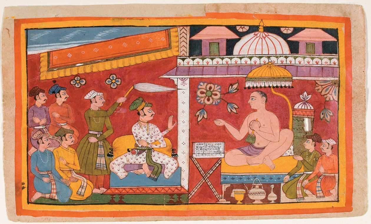 Bir Jain öğretmeni, bir prens ve maiyetini kabul eder by Indian School