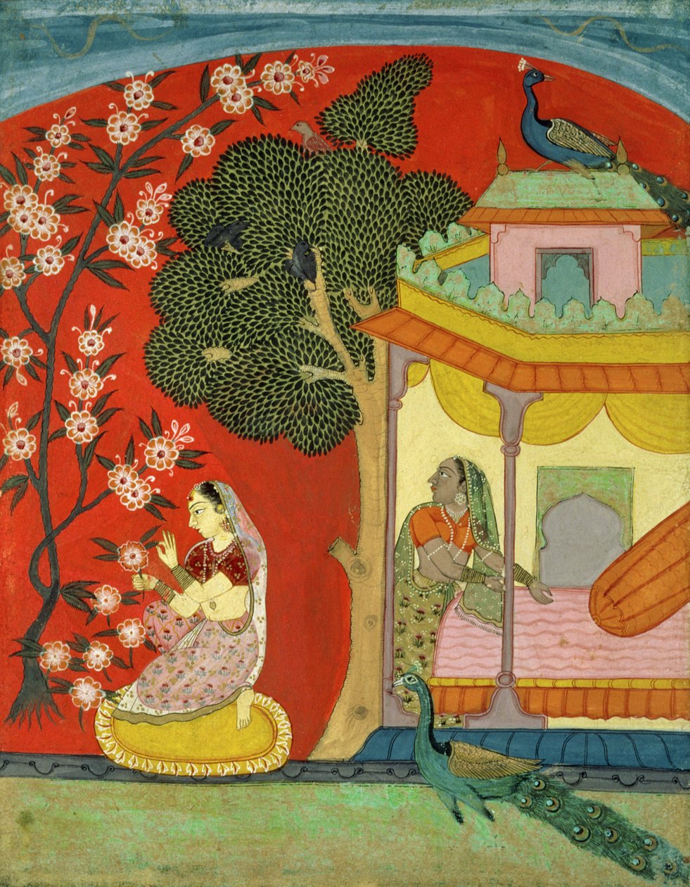 Çiçekleri Yolan Bir Kadın, Güney Rajasthan veya Deccan, c.1675 by Indian School