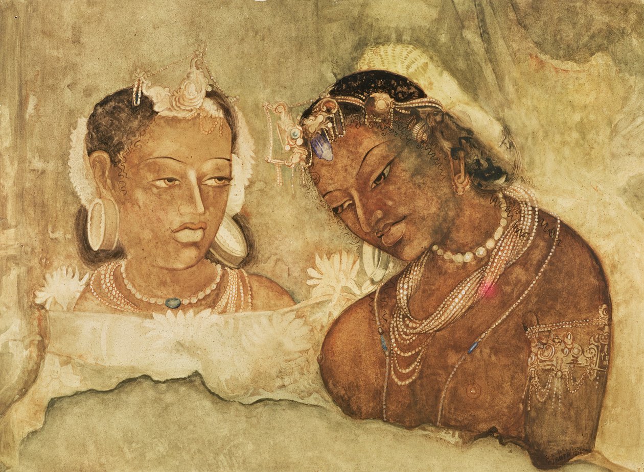 Bir Prenses ve Hizmetkarı, Ajanta Mağaraları, Hindistan