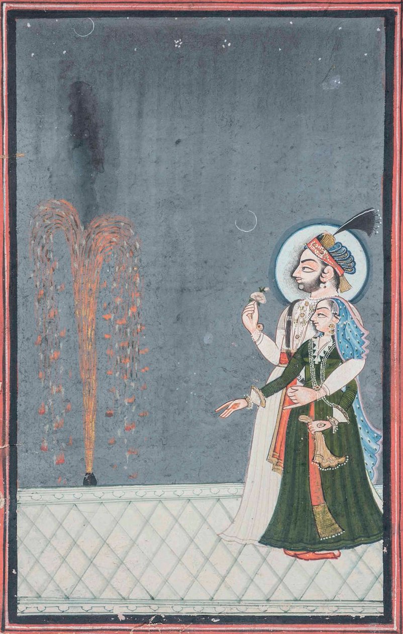 Bir Raja ve Rani Havai Fişekleri İzlerler, 1815 dolayları by Indian School