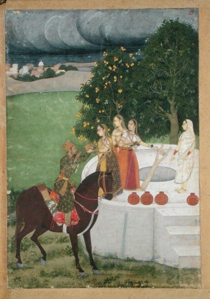 Bir kuyuda bayanlardan su alan atlı bir Prens, Murshidabad
