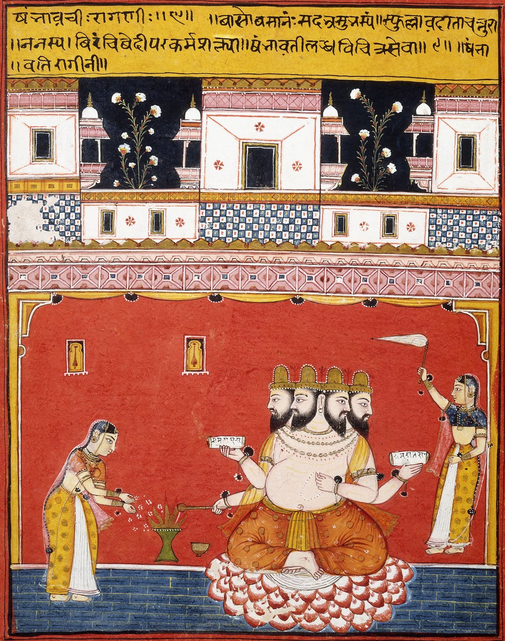 Dağınık bir "Ragamala: Khambavati Ragini"den bir sayfa by Indian School