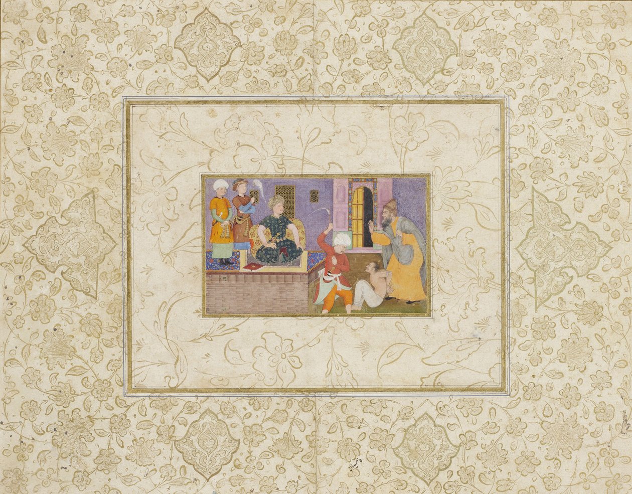 Bir mahkum adalete teslim edildi, c.1610 (opak wc ve altın) by Indian School