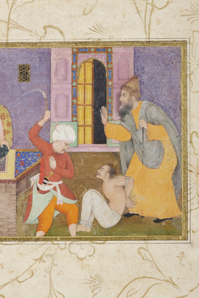 Bir mahkum adalete teslim edildi, detay, c.1610 (opak wc ve altın) by Indian School