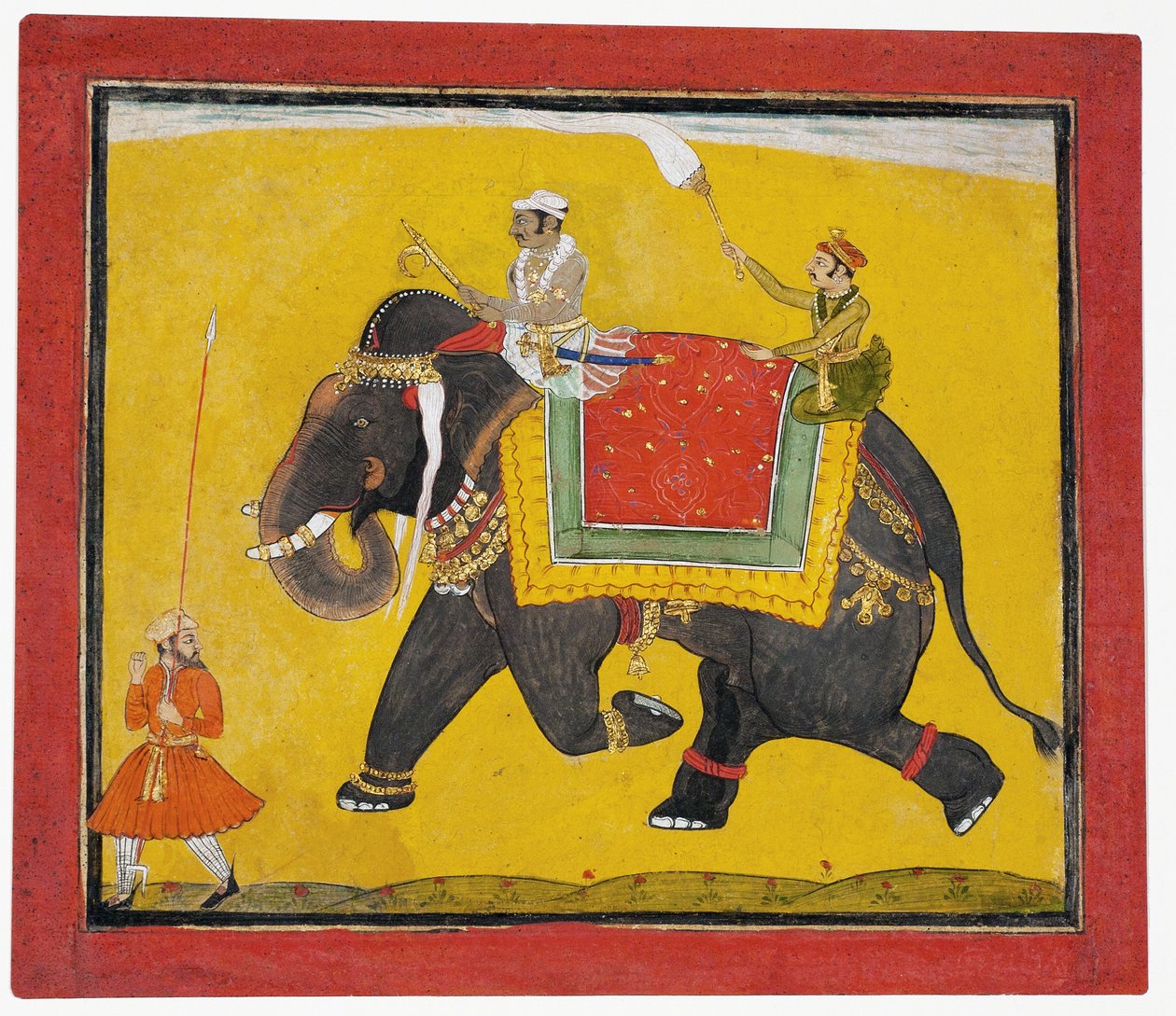 Bir file binen bir raja, c.1690 (kağıt üzerinde opak tuvalet) by Indian School