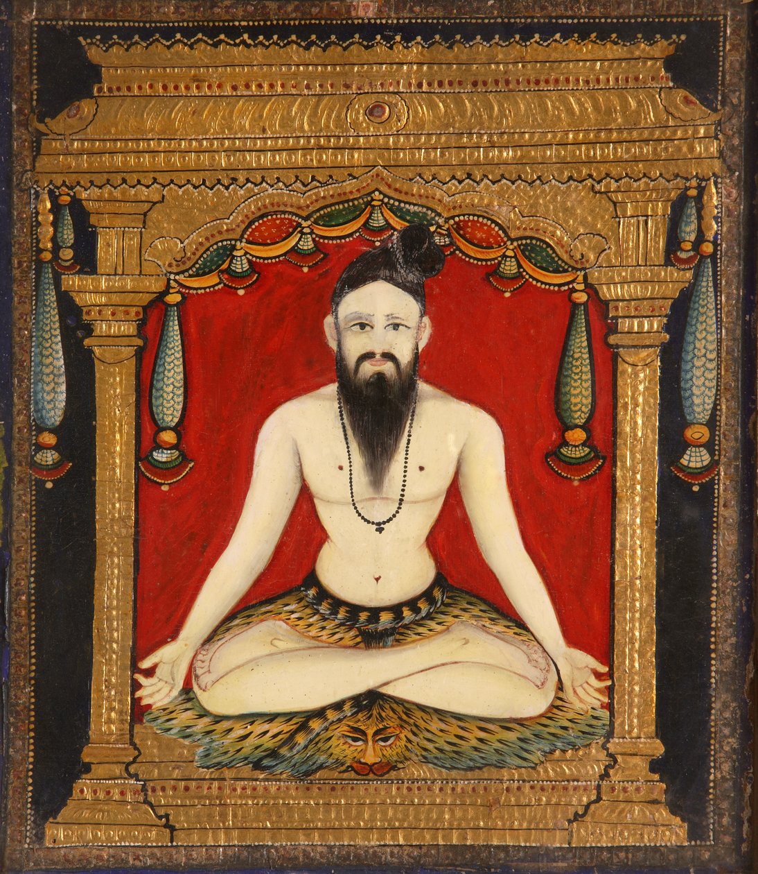 Bir sadhu (tutkal, boya ve altın) by Indian School