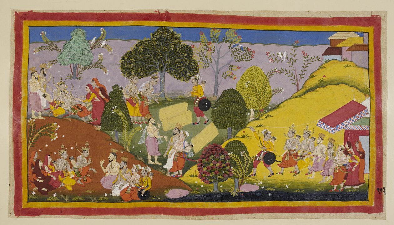 Ekle 15296 (1) f.101r, Solda Bharata, aşırı sıkıntı içinde, Guha