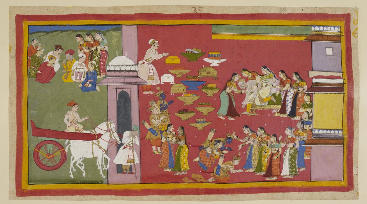 Ekleyin 15296 (1) f.53r, Sağda, oğullarını ve Sita