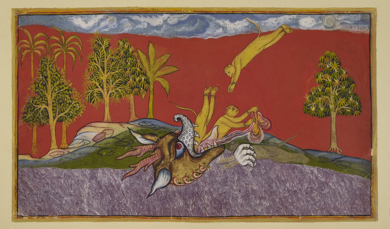 15296 (2) f.87r ekleyin, Hanuman şeytan Siṃhika