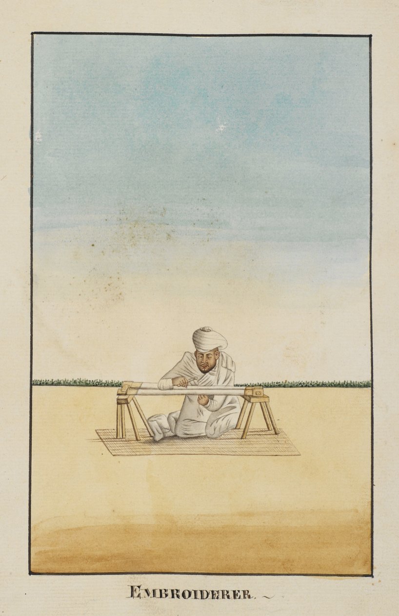 Ekle Veya 2716, Nakışçı çerçevesine oturmuş by Indian School
