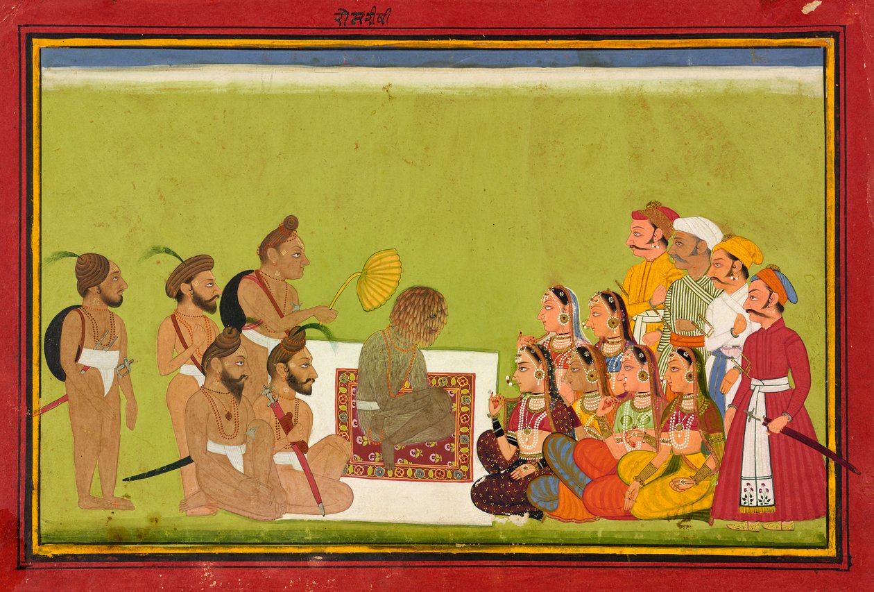 Rom Rishi ile bir seyirci, c.1700-1725 by Indian School