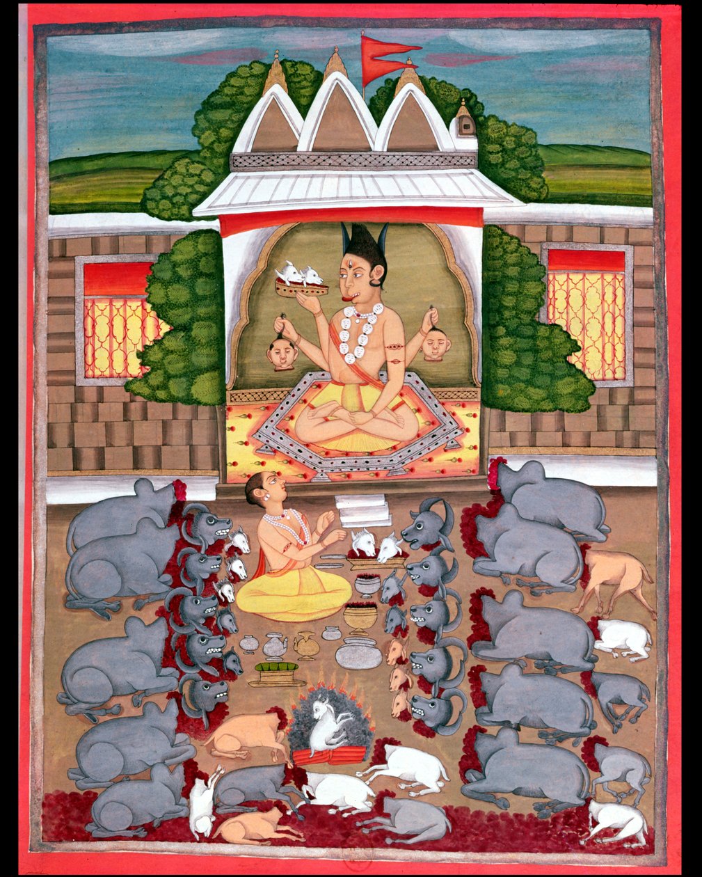 Bir tanrının onuruna hayvan kurban etmek by Indian School