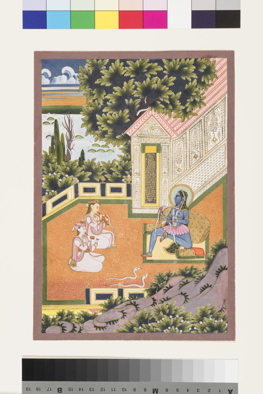 Sri Asavari Ragini, c.1850 (kağıt üzerinde opak wc ve altın) by Indian School