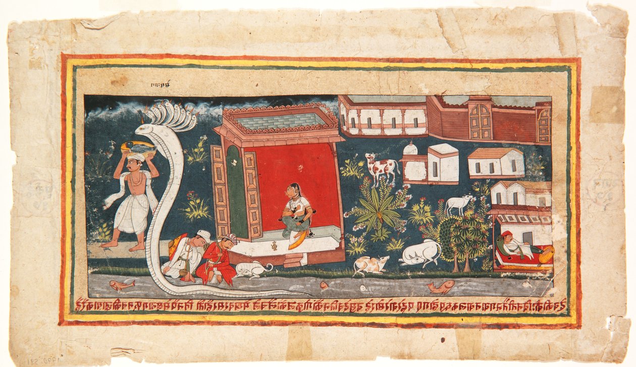 Bebek Krishna güvenliğe taşınır, 1600-25 (kağıt üzerinde opak wc) by Indian School