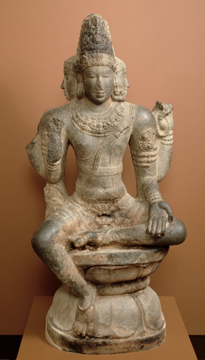 Brahma, Chola Hanedanı (eser gesso ve kırmızı pigment içeren granit) by Indian School