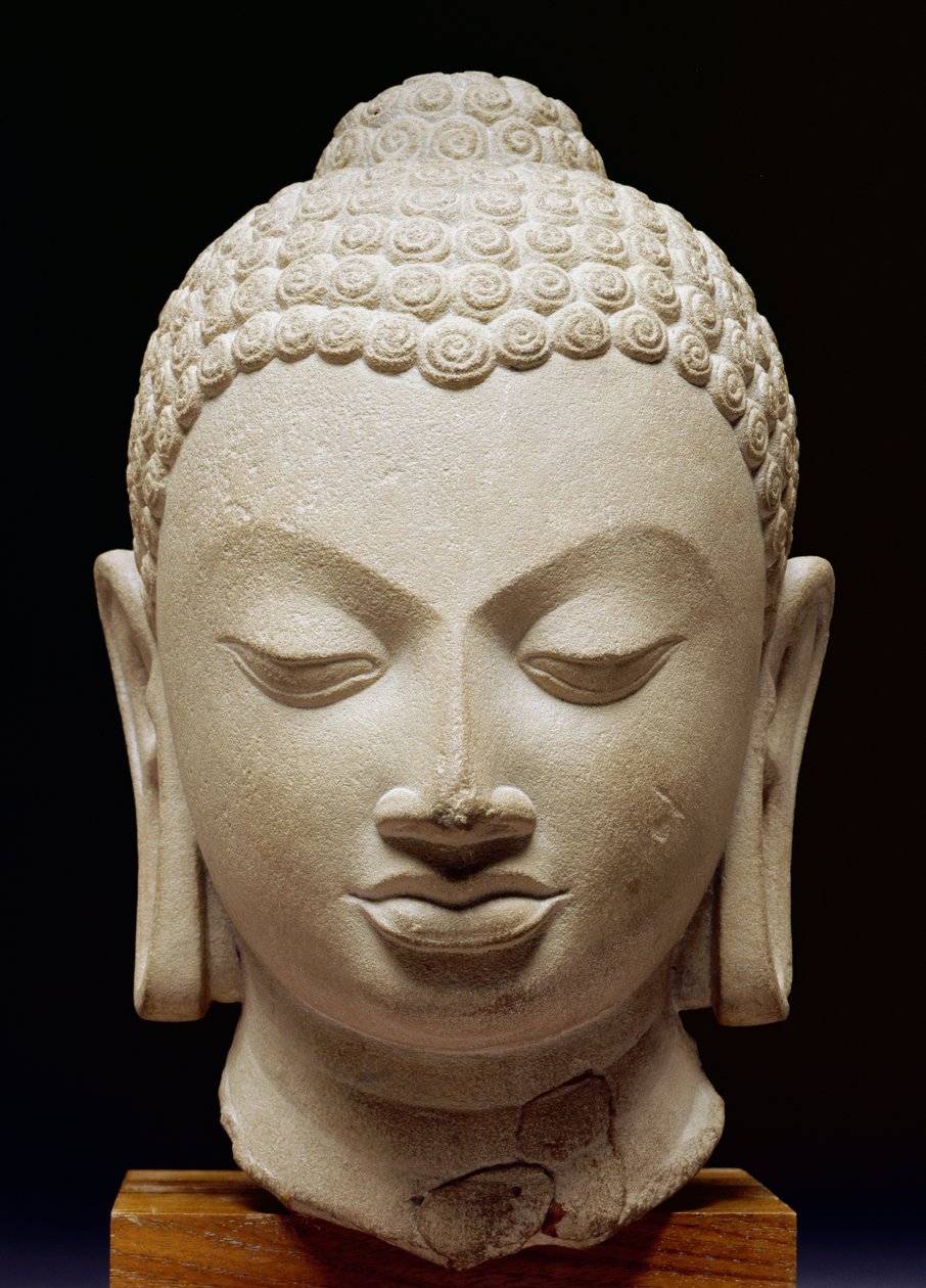 Buddha Head, Sarnath kültürü, MS 500 (devetüyü kumtaşı) by Indian School