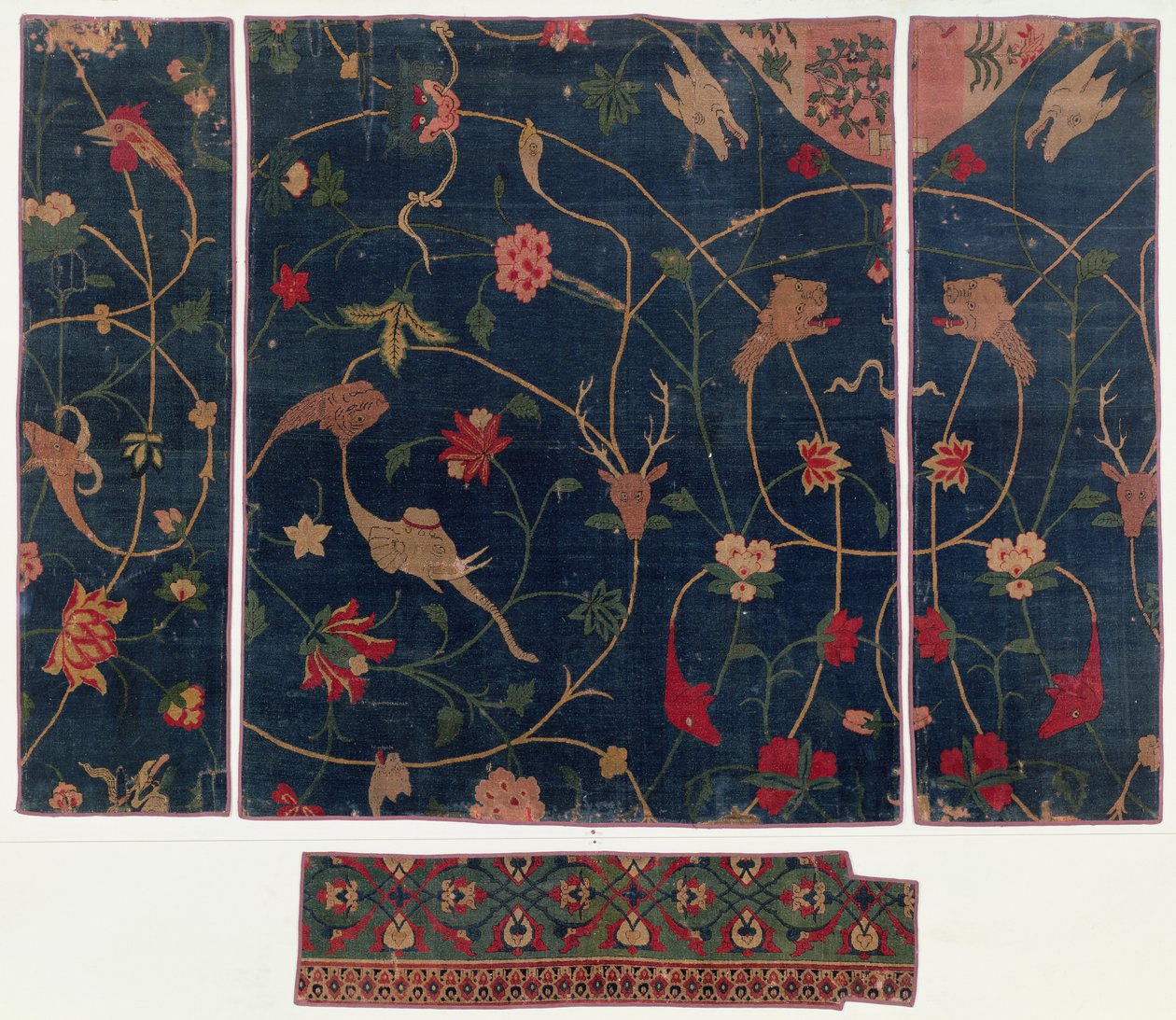 Hayvanlarla süslenmiş halı, Hint, 16. yüzyıl, (yün ve oya) by Indian School
