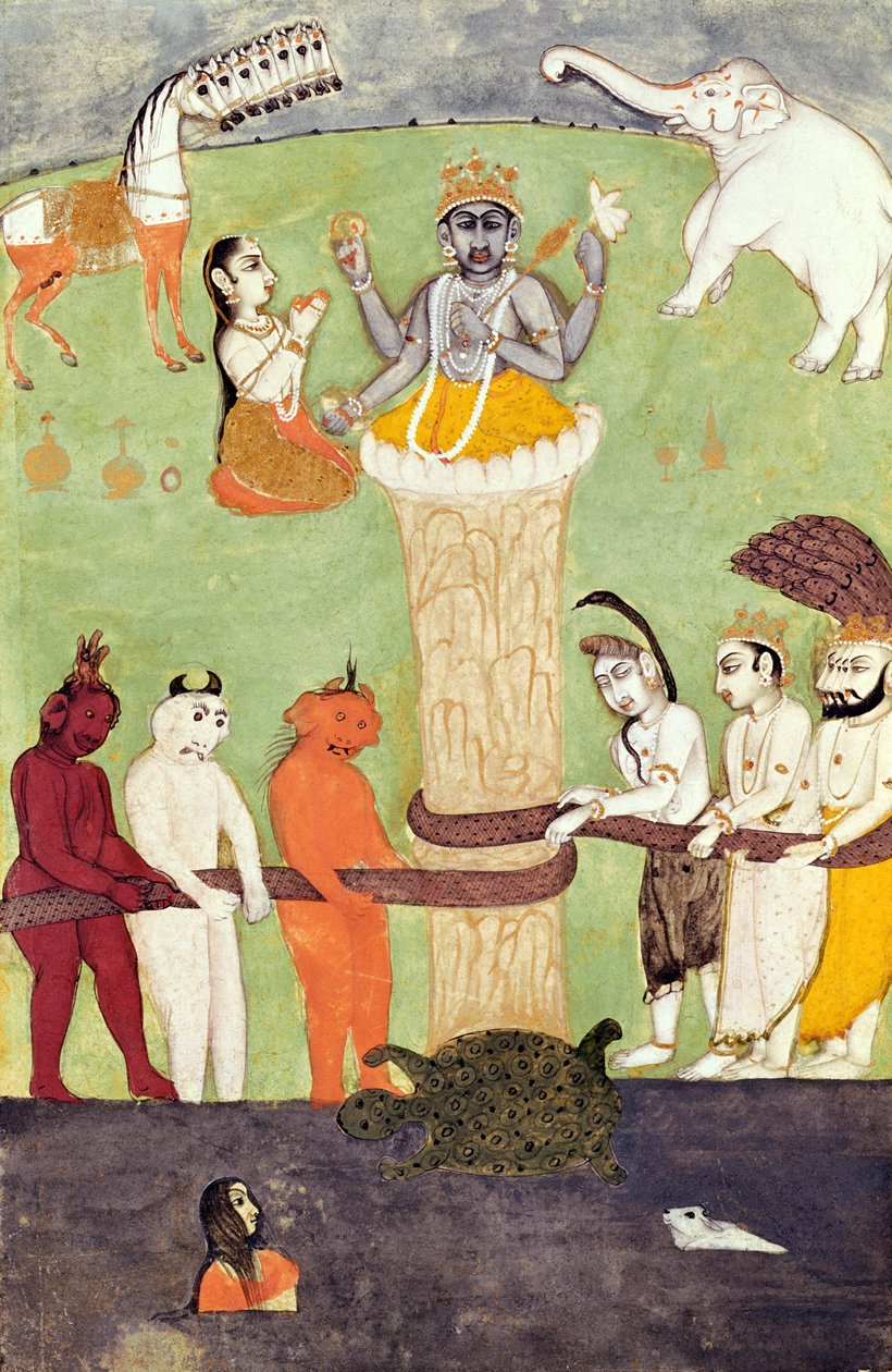 Süt Denizinin Çalkalanması, 15-17. Yüzyıl by Indian School