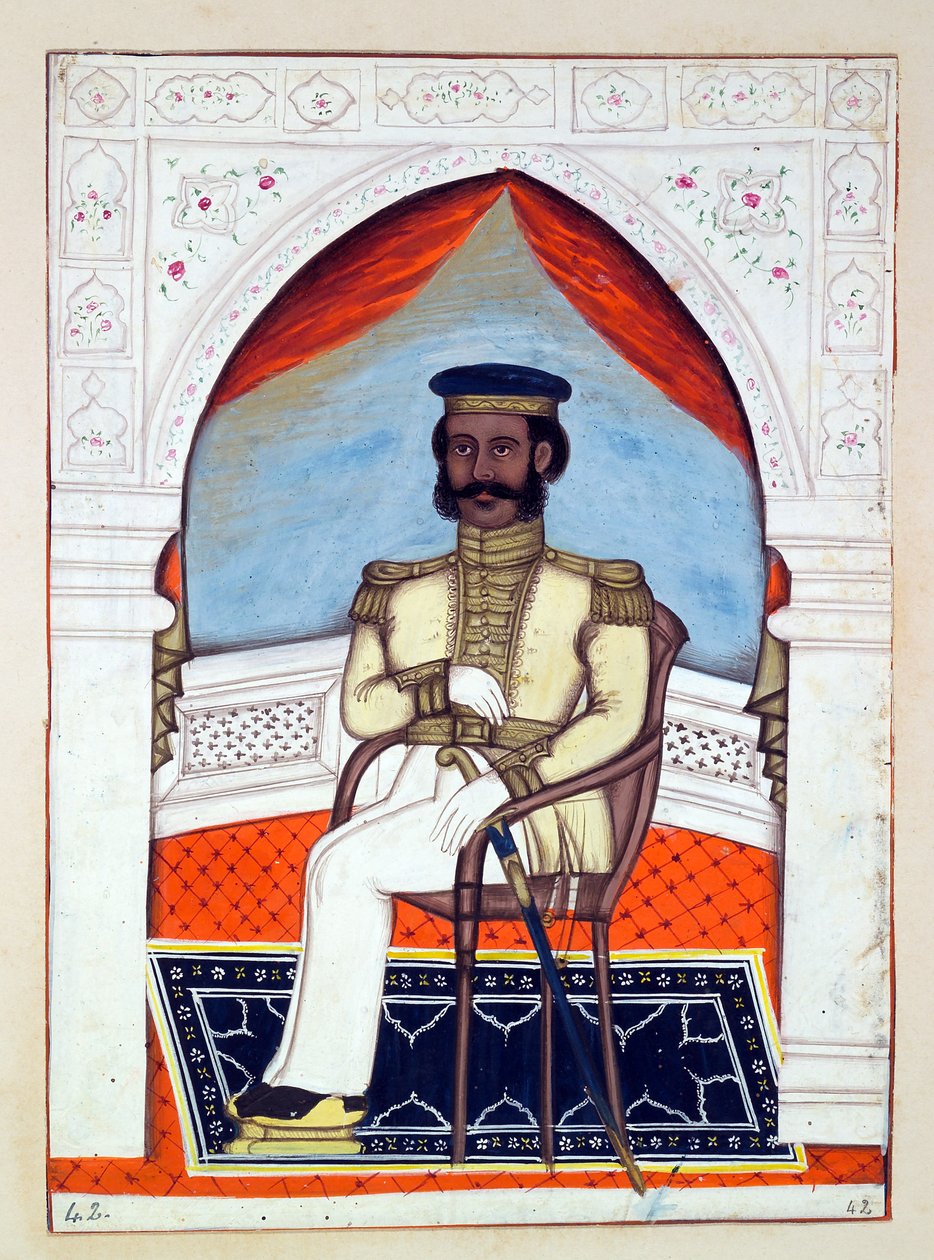 Albay Dhunkal Singh, The Kingdom of the Punjab, its Rulers and Chiefs, cilt II, kimliği belirsiz bir Hintli sanatçının 30 suluboya çalışması, c.1840 (kağıt üzerinde wc)d by Indian School