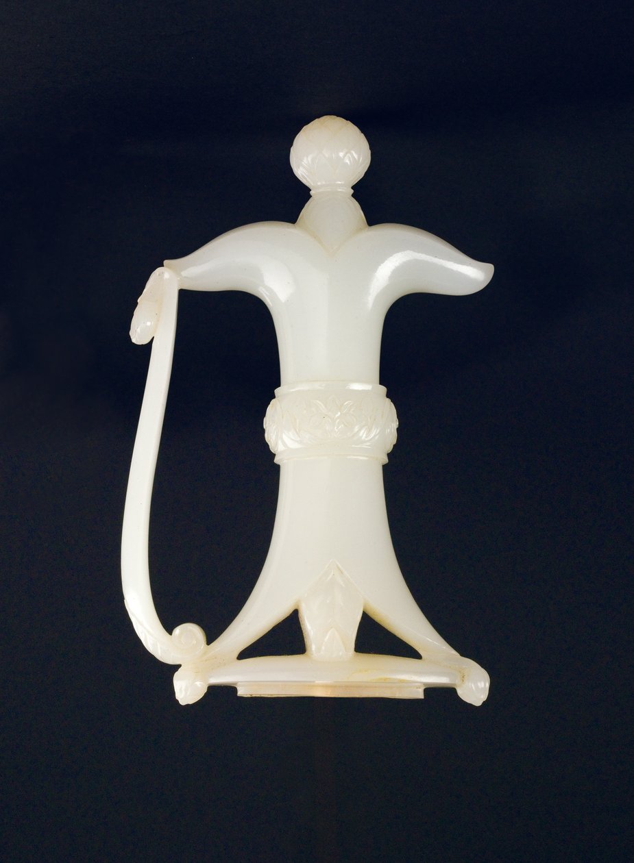 Çiçek desenli hançer sapı (nefrit) by Indian School