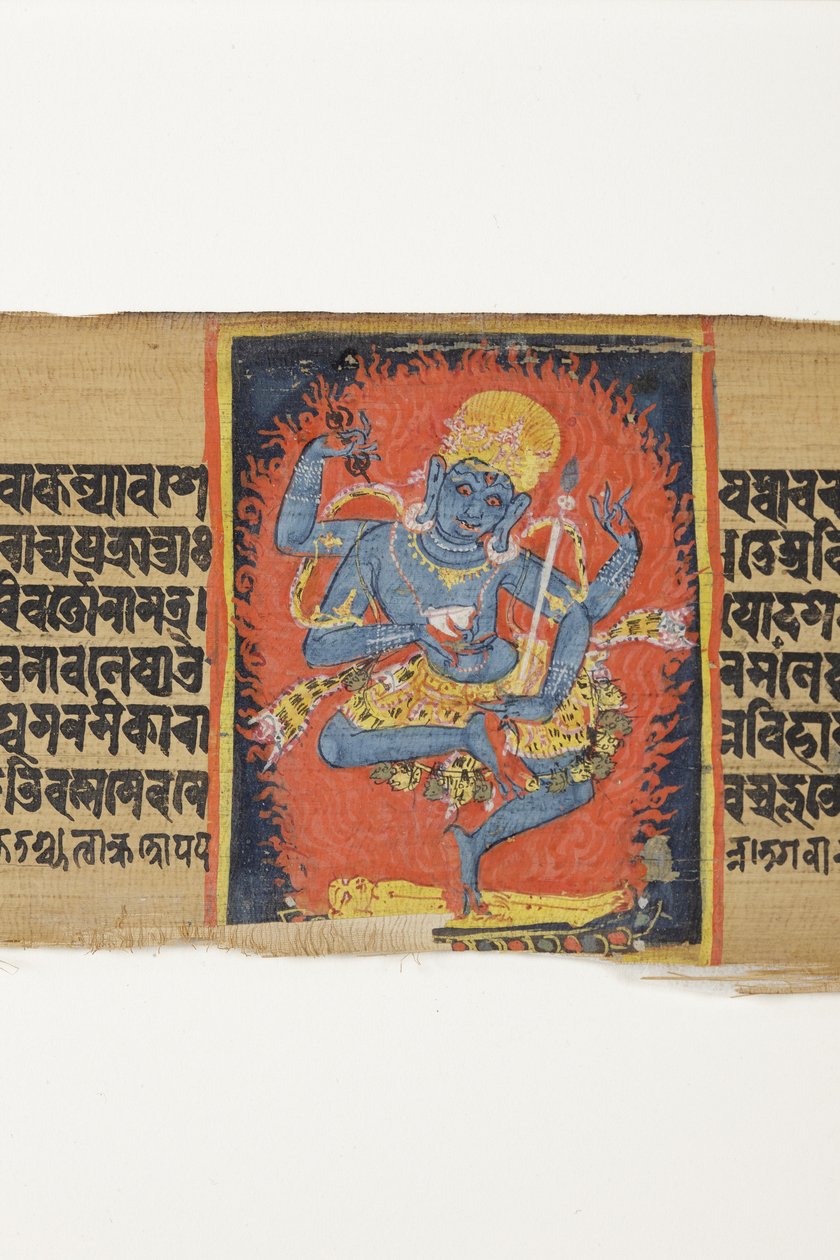 Dans Eden Heruka, c.1150-1200 (palmiye yaprağı üzerinde opak wc ve mürekkep) by Indian School