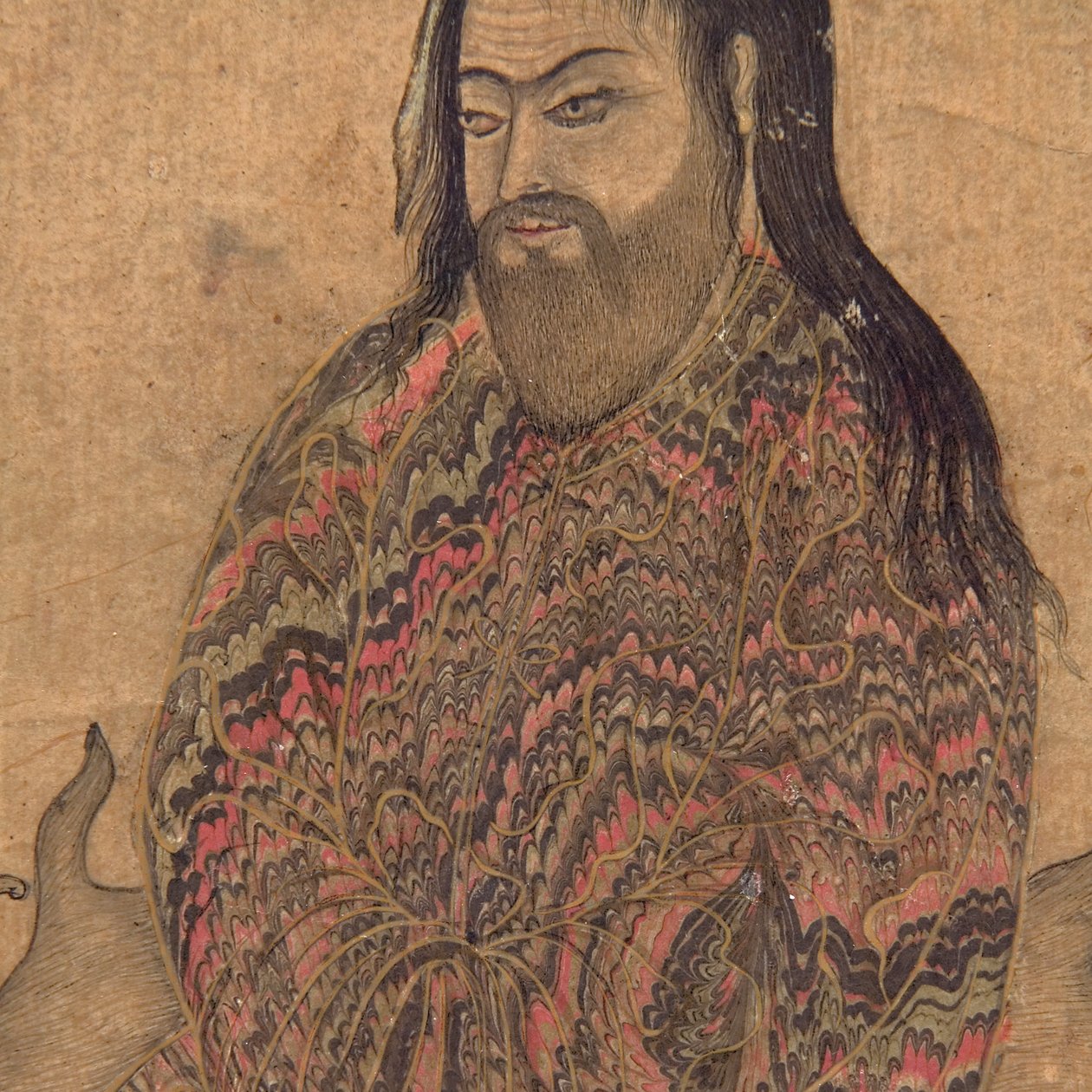 Bir Dervişten Detay, Oturan Tefekkür, c.1650 (kağıt üzerinde opak wc ve altın) by Indian School