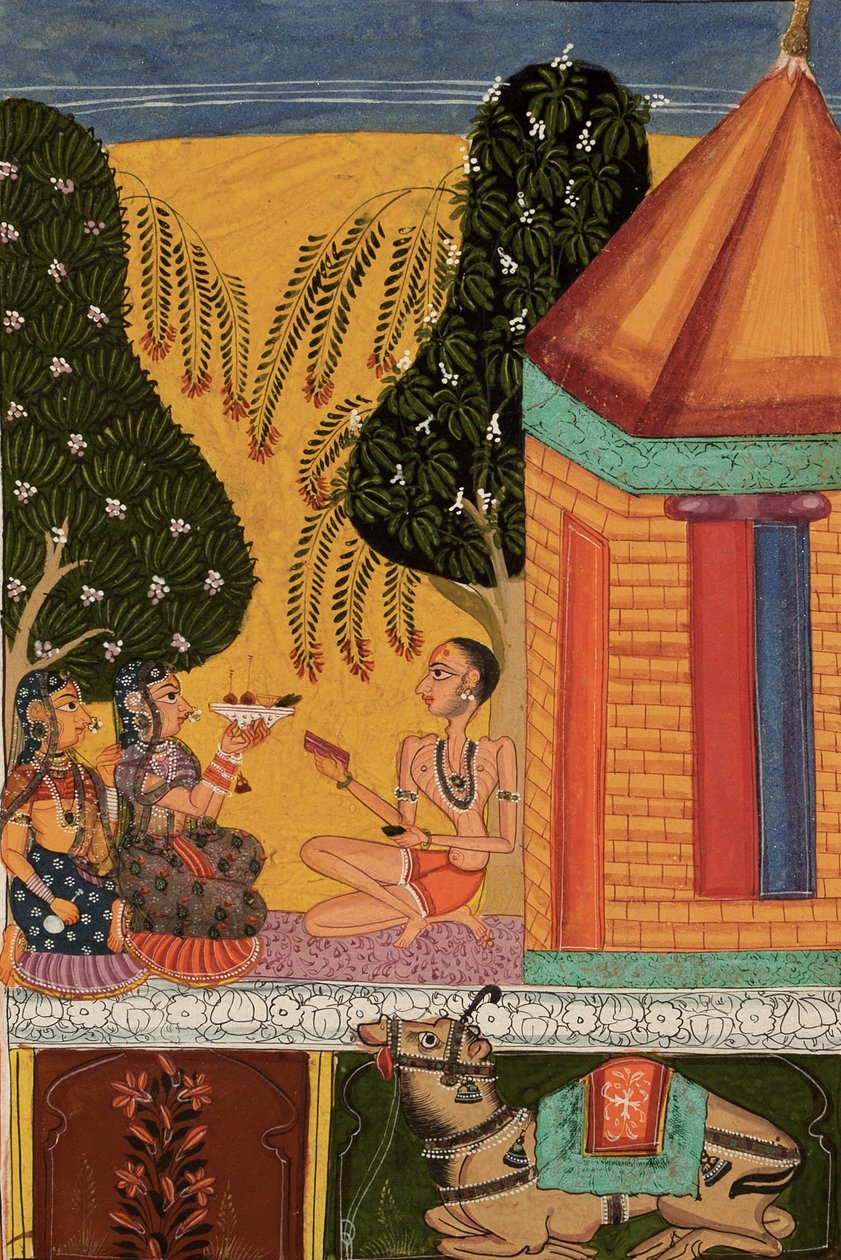 Devgandharati Ragini, c.1665 (kağıt üzerinde opak wc, mika ve altın) by Indian School