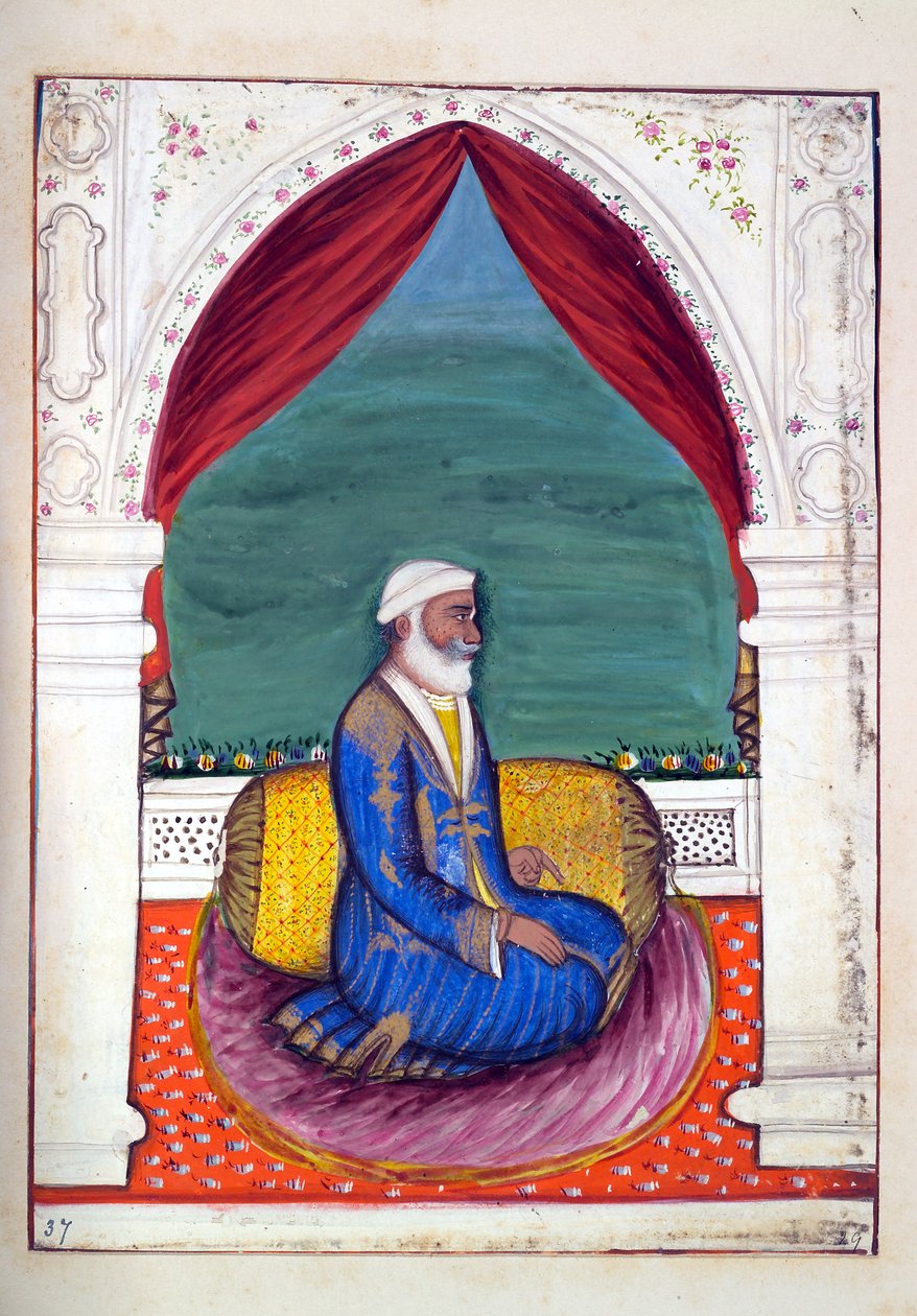 Dewan Ajodia Pershad, The Kingdom of the Punjab, its Rulers and Chiefs, cilt II, kimliği belirsiz bir Hintli sanatçının 30 suluboya çalışması, c.1840 (kağıt üzerinde wc) by Indian School