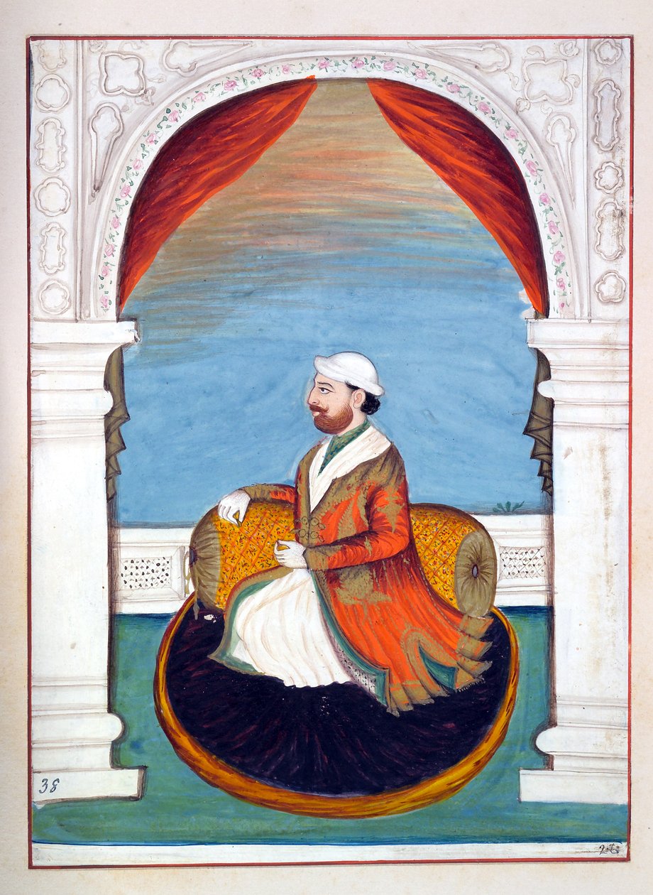 Dewan Kidr Nath, The Kingdom of the Punjab, its Rulers and Chiefs, cilt II, kimliği belirsiz bir Hintli sanatçının 30 suluboya çalışması, c.1840 (kağıt üzerinde wc) by Indian School