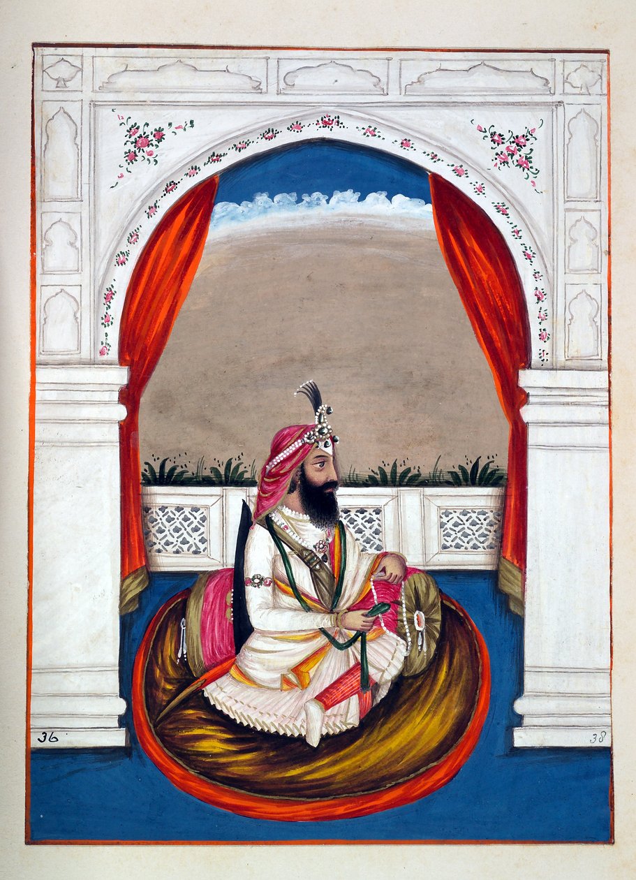 Dewan Mubraj (Multanwala), The Kingdom of the Punjab, its Rulers and Chiefs, cilt II, kimliği belirsiz bir Hintli sanatçı tarafından 30 suluboya çalışması, c.1840 (kağıt üzerinde wc) by Indian School
