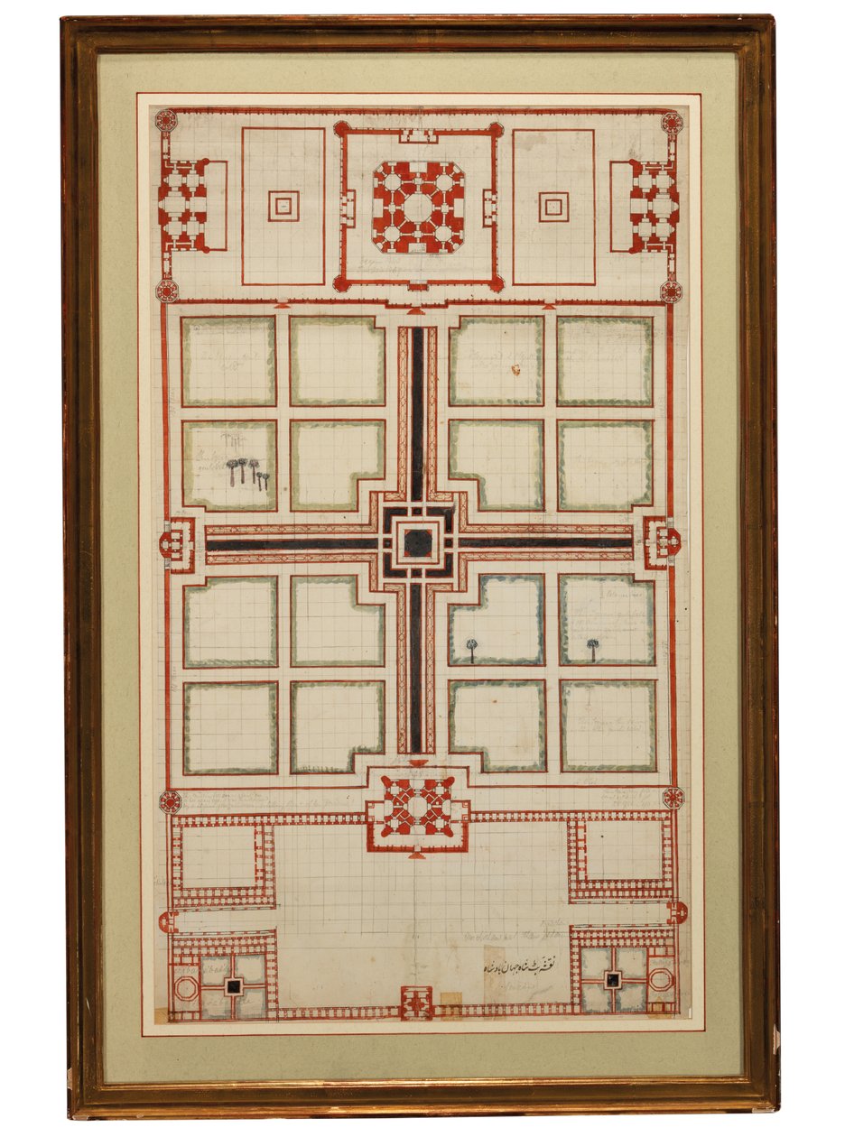 Tac Mahal bahçelerinin erken şematik planı, Agra, Kuzey Hindistan, c.1805 by Indian School