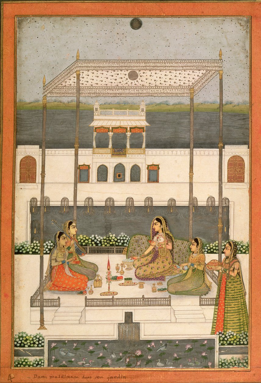 Babür Sarayı bahçesinde akşam partisi, Lucknow veya Murshidabad, Batı Bengal, 1760 by Indian School