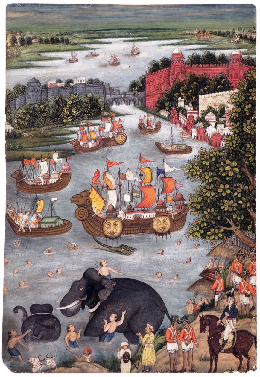 Nehirde Şenlikler, c.1825 (kağıt üzerinde opak wc) by Indian School