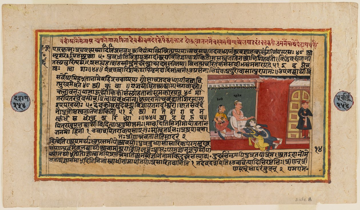 Bhagavata serisinden bir folyo, c.1610-50 (kağıt üzerinde wc) (499339) by Indian School