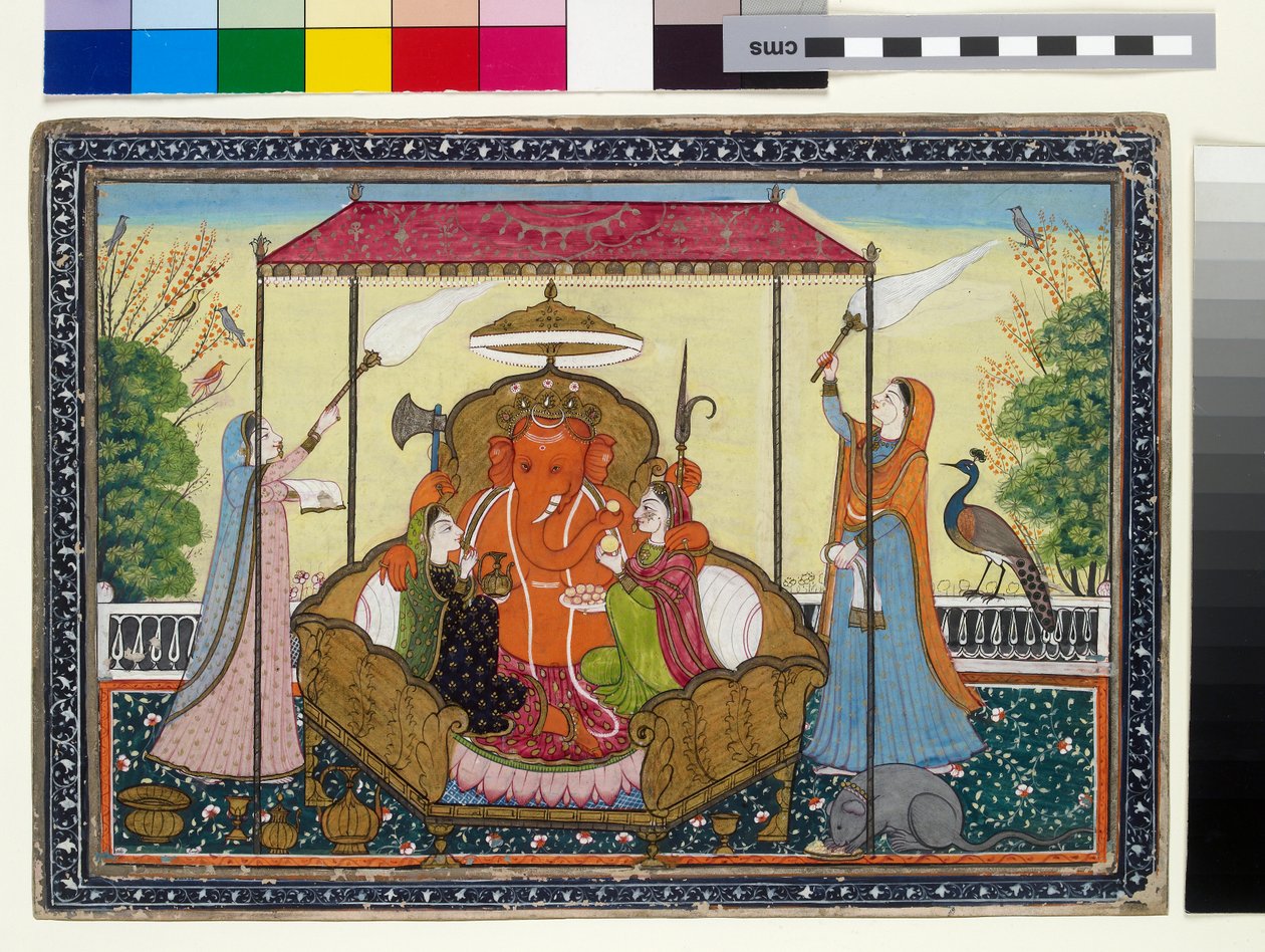 Ganesha, eşleri ve hizmetçileriyle birlikte by Indian School