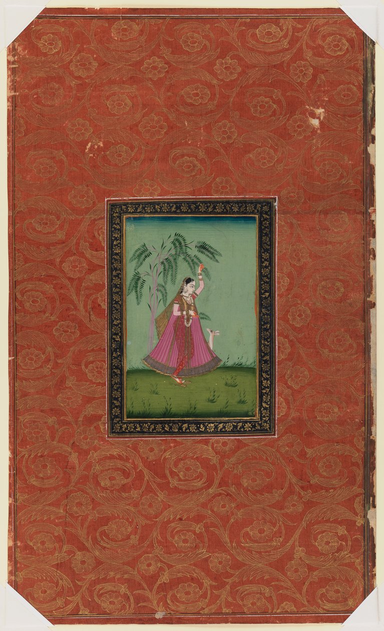 Geyikli kız, 1875-1900 (kağıt üzerinde opak wc ve altın rengi) by Indian School