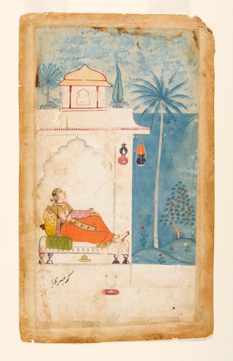 Gurjari Ragini of Megh, C.140 (Opikue Vasi & Gold on Paper) by Indian School