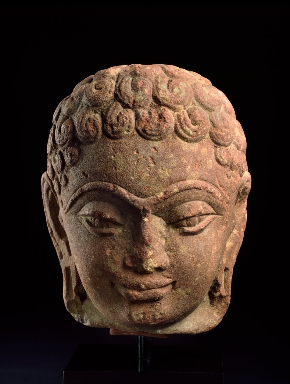 Bir Jain Tirthankara Başkanı, Mathura Bölgesi, Kuşan dönemi, MS 3.-4. yüzyıl (kumtaşı) by Indian School