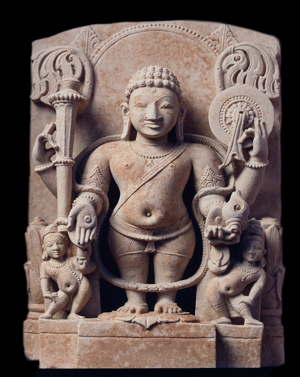 Hinduizm: “” Vishnu'nun temsili”” (Vishnu) - Gres heykeli (kumtaşı heykel), Mathura Okulu, Kouchan İmparatorluğu by Indian School