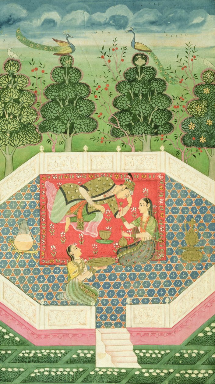 İçinde. 11B.19 Periler Kraliçesi prensi eğlendirir, c.1720-30 by Indian School