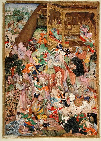 İçinde. 32.2.12 Harivasma, Ayının sarayı, c.1586 (parşömen) by Indian School
