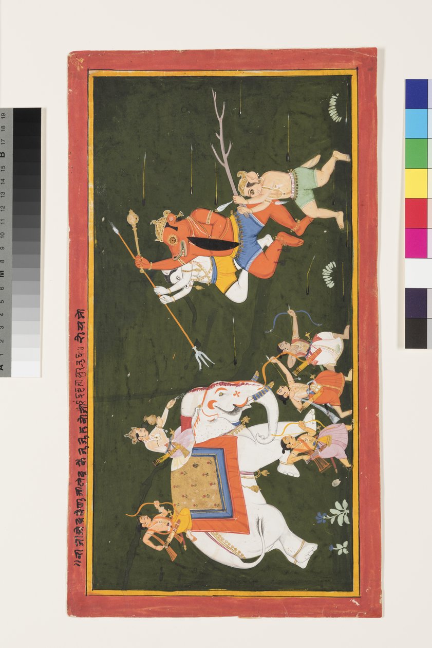 Indra, iblis Vritrasura ile savaşıyor, 1680-1700 by Indian School