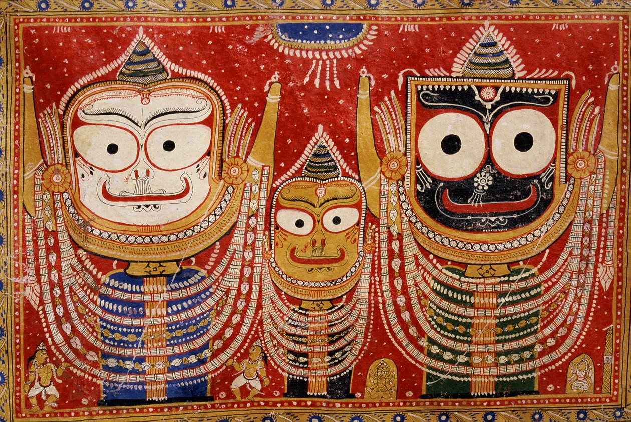 Jagannath, bir evin duvarına boyanmış (duvar resmi) by Indian School