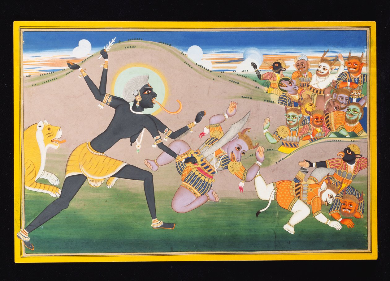 Kali Öldüren Şeytanlar, c.1800-1820 by Indian School