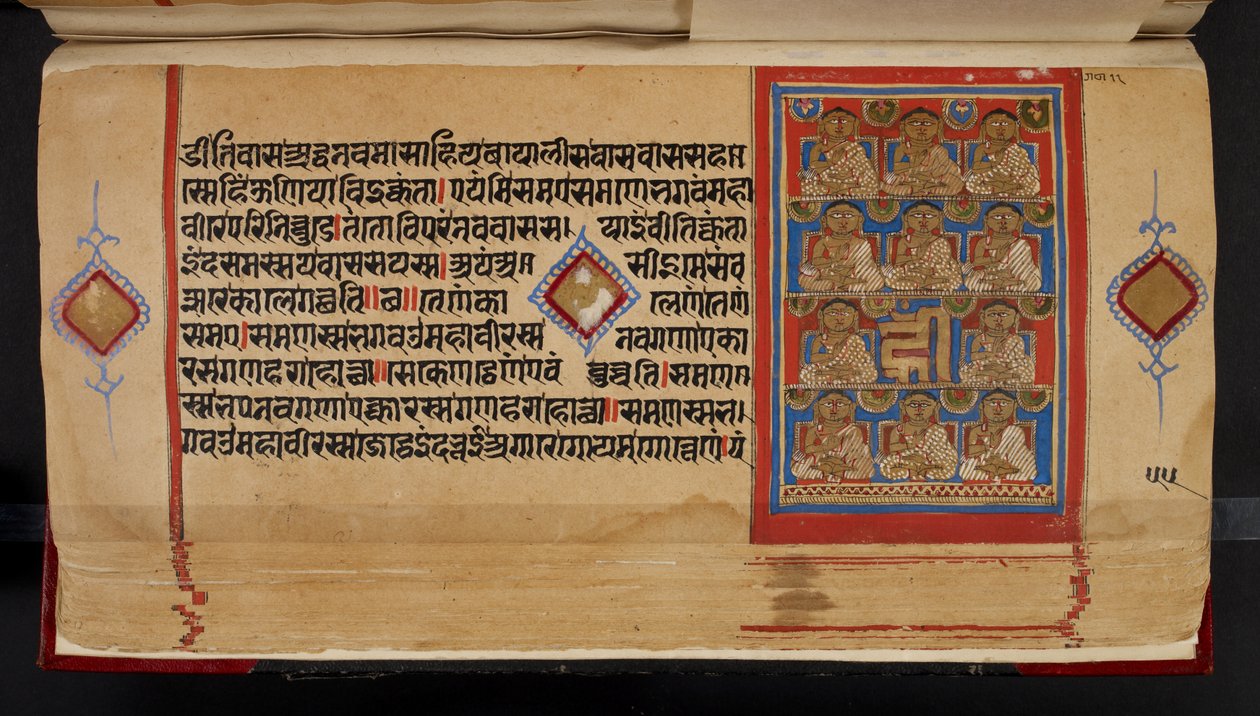 Ganadharas'ı gösteren Kalpasutra el yazması folyosu by Indian School