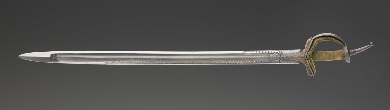 Kirich kılıcı (çelik, altın ve tekstil) by Indian School